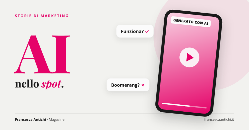 Copertina: uno spot su smartphone con l'etichetta Generato con AI, categoria Storie di marketing